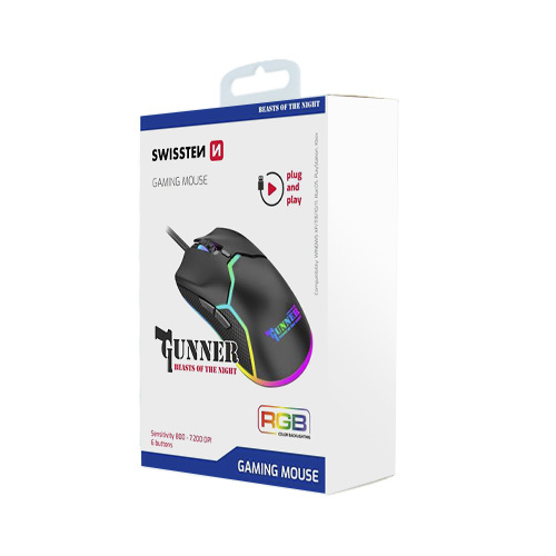 Souris gaming Swissten, Noir