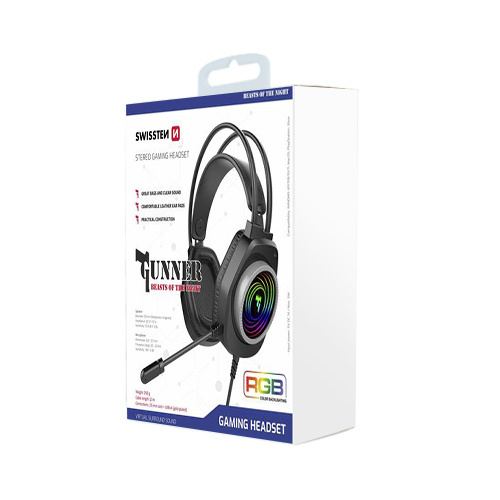 Gaming-Headset, GUNNER, Swissten, Noir
