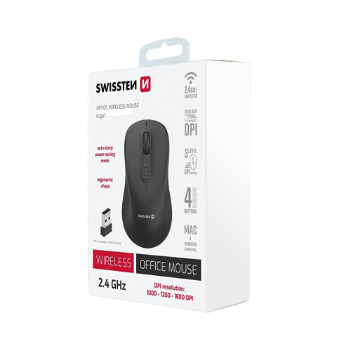 Souris sans fil Swissten, Noir