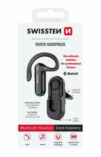 Oreillette TWS, DOCK EARPIECE, Swissten, Noir