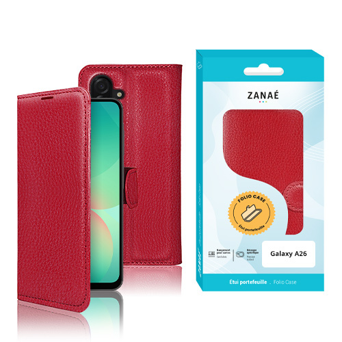 Etui Portefeuille Zanae pour Galaxy A26, Rouge