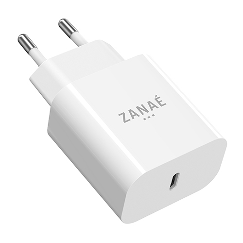 Chargeur 20W, 1x USB-C, Power Delivery, Zanae, Blanc, Bulk