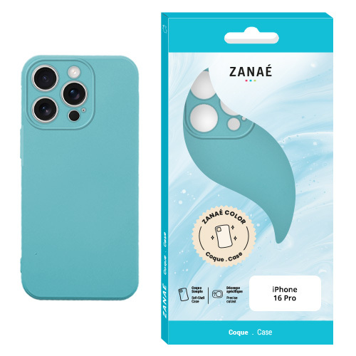Coque Zanae Color pour iPhone 16 Pro, Bleu sauge