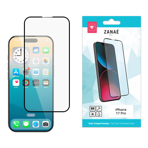 Verre trempe Full Cover pour iPhone 17 Pro / iPhone 18 Pro, Noir