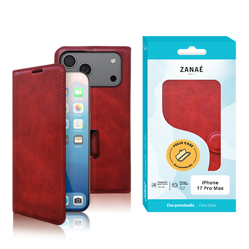 Portefeuille Zanae Columbia pour iPhone 17 Pro Max, Rouge