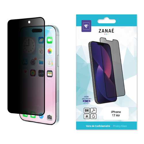 Verre trempe de confidentialite pour iPhone Air, Noir