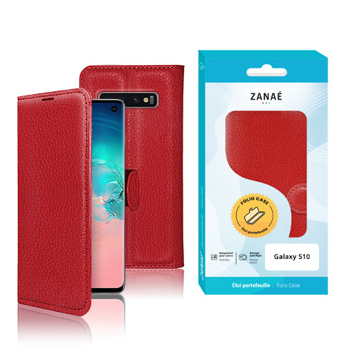 Etui Portefeuille Zanae pour Samsung Galaxy S10, Rouge