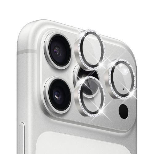 Verres Camera pailletes Argent pour iPhone 17 Pro / 17 Pro Max