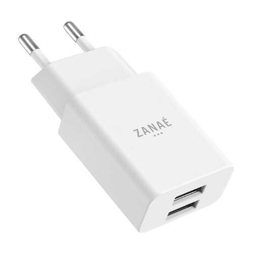 Chargeur 10W, 2x USB-A, Zanae, Blanc, Bulk
