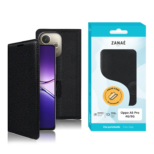 Etui Portefeuille Zanae pour Oppo A5 Pro 4G / A5 Pro 5G, Noir