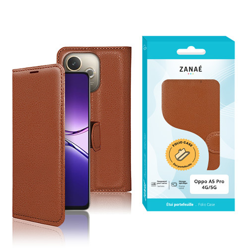 Etui Portefeuille Zanae pour Oppo A5 Pro 4G / A5 Pro 5G, Marron
