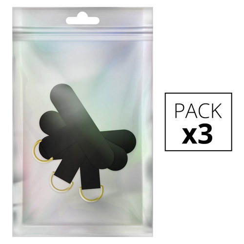 Pack de 3 adaptateurs S, en nylon, Noir, boucle or