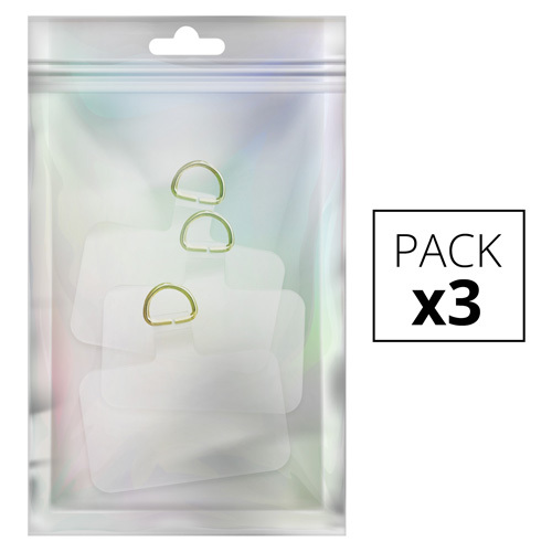 Pack de 3 adaptateurs L, Transparent, boucle or