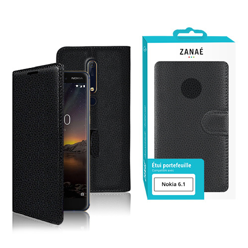Etui Portefeuille Zanae pour Nokia 6.1, Noir