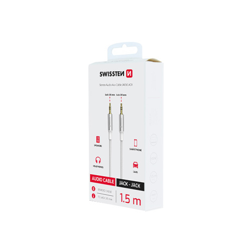 Cable Jack male / Jack male 1.5m Swissten, Blanc