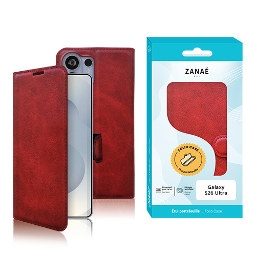 Portefeuille Zanae Columbia pour Galaxy S26 Ultra, rouge