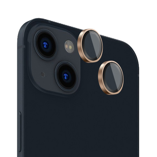 Verres Camera Metalliques Or pour iPhone 14 / iPhone 14 Plus / iPhone 15 / iPhone 15 Plus
