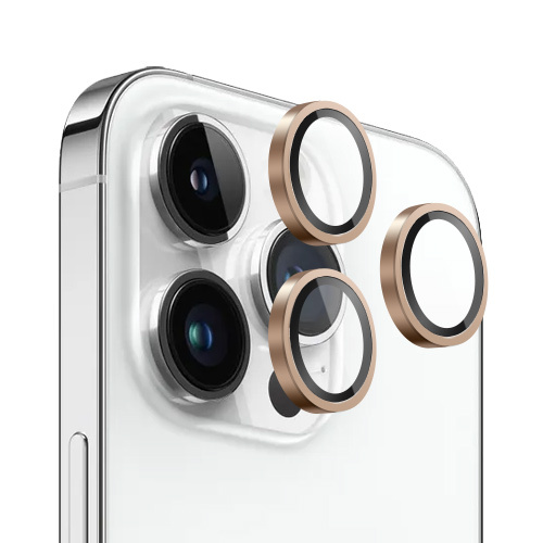 Verres Camera Metalliques Or pour iPhone 14 Pro / iPhone 14 Pro Max / iPhone 15 Pro / iPhone 15 Pro Max / iPhone 16 Pro / iPhone 16 Pro Max