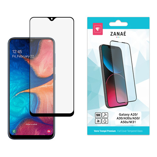 Verre trempe Full Cover pour Galaxy A20 / A30 / A30s / A50 / A50s / M31, Noir