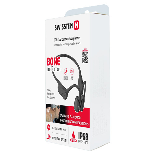 Ecouteurs TWS, special natation, Bone Conduction, Swissten, Noir