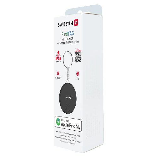 Smart Tag, compatible Apple Find My, Swissten, Noir