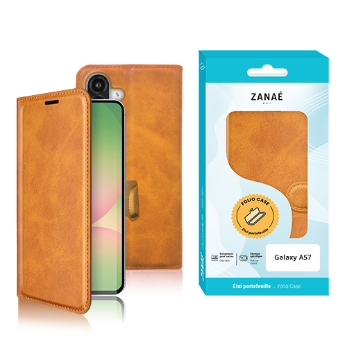 Portefeuille Zanae Columbia pour Galaxy A57, Moutarde