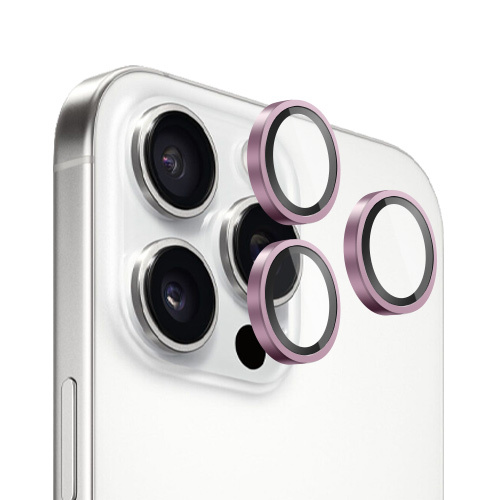 Verres Camera Metalliques Rose pour iPhone 14 Pro / iPhone 14 Pro Max / iPhone 15 Pro / iPhone 15 Pro Max / iPhone 16 Pro / iPhone 16 Pro Max