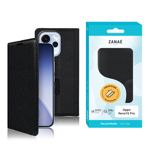Etui Portefeuille Zanae pour Reno15 Pro, noir
