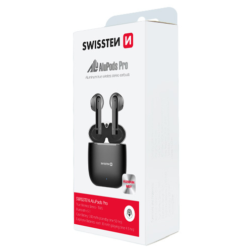 Ecouteurs TWS, ALUPODS Pro, Swissten, Noir