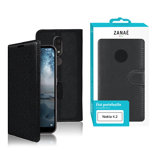 Etui Portefeuille Zanae pour Nokia 4.2, Noir
