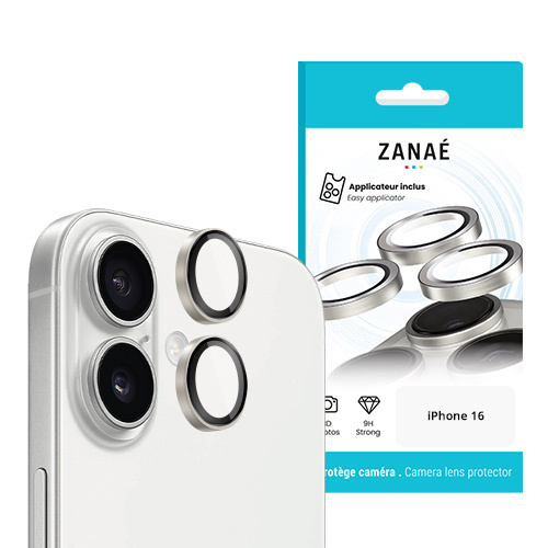 Verres Camera Metalliques Argent pour iPhone 16