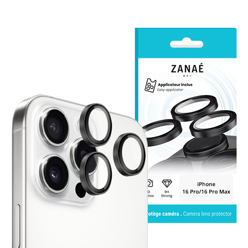 Verres Camera Metalliques Noir pour iPhone 16 Pro/ 16 Pro Max