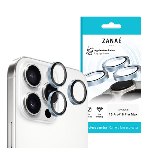 Verres Camera Metalliques Bleu pour iPhone 16 Pro/ 16 Pro Max