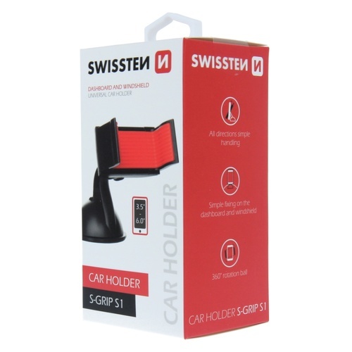 Support smartphone pour voiture, S-GRIP S1, fixation tableau de bord / pare brise, Swissten