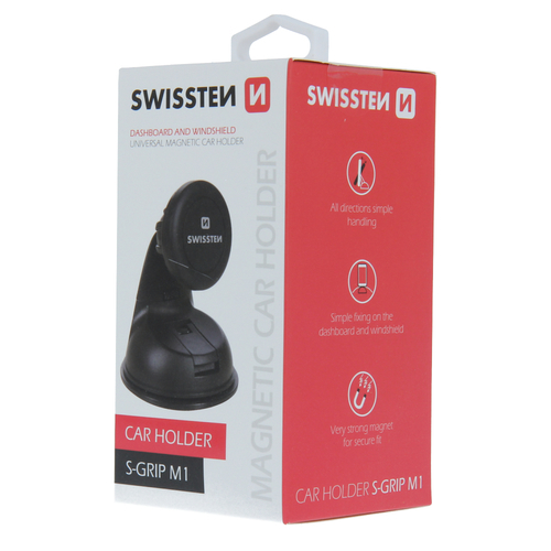 Support smartphone pour voiture, S-GRIP M1, fixation tableau de bord / pare brise, Swissten
