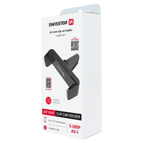 Support smartphone pour voiture, S-GRIP AV-1, fixation ventilation, Swissten