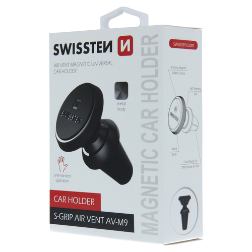 Support smartphone pour voiture, S-GRIP AV-M9, fixation ventilation, Swissten