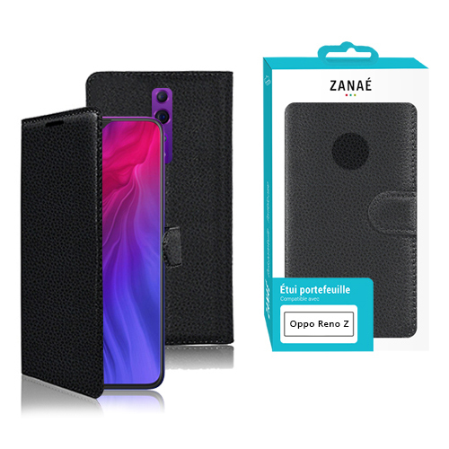 Etui Portefeuille Zanae pour Oppo Reno Z, Noir