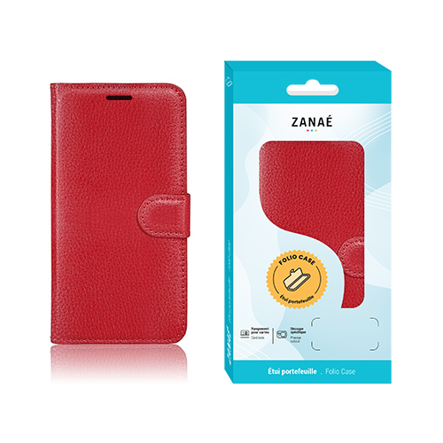 Etui Portefeuille Zanae pour Xiaomi Redmi Note 8, Rouge