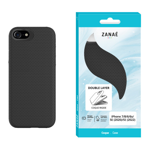Coque Double Layer pour iPhone 7 / 8 / 6 / 6s / SE (2020) / SE (2022), Noir
