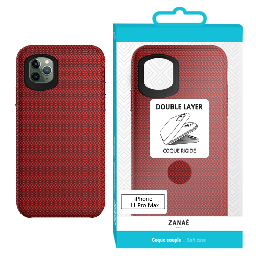 Coque Double Layer pour Apple iPhone 11 Pro Max, Rouge