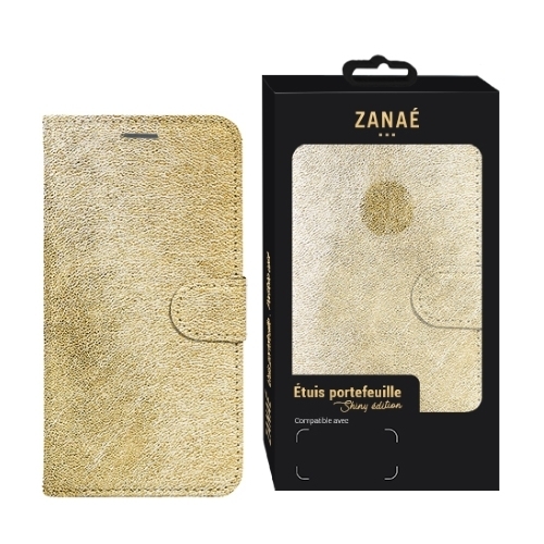 Etui Portefeuille Zanae Shiny Edition pour Apple iPhone 11 Pro, Dore