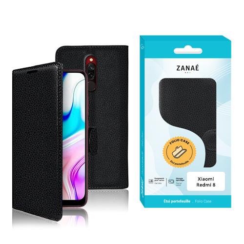 Etui Portefeuille Zanae pour Xiaomi Redmi 8, Noir