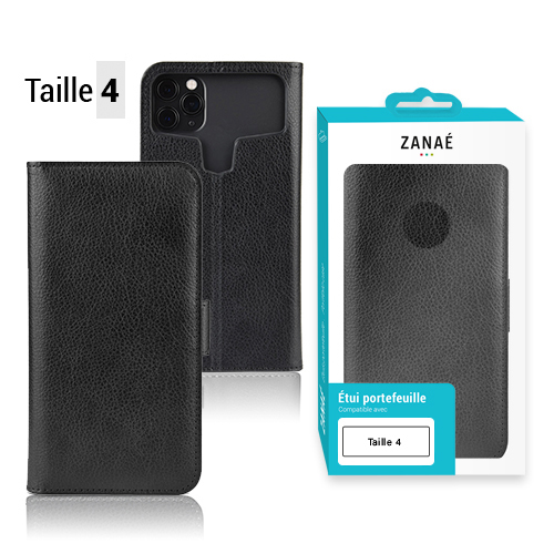 Etui portefeuille Zanae universel taille 4, Noir