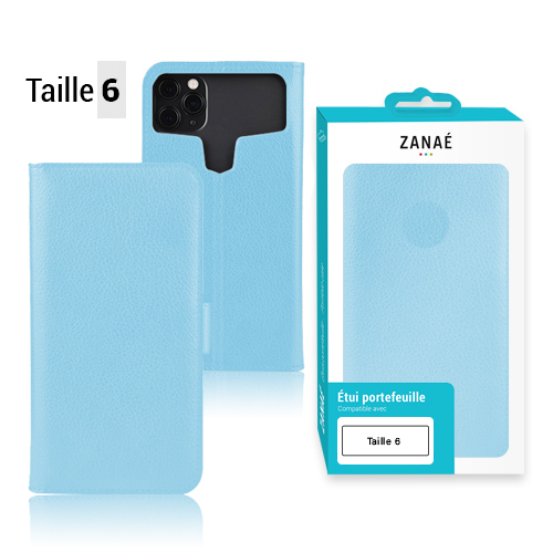 Etui portefeuille Zanae universel taille 6, Bleu