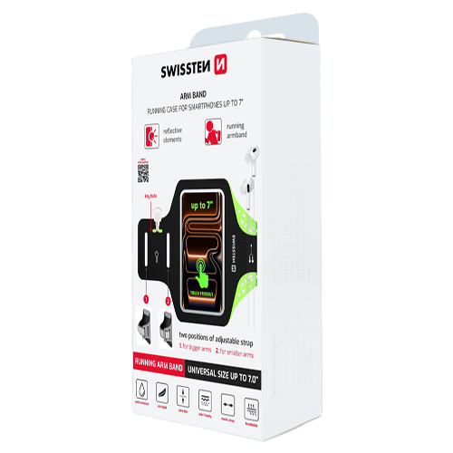 Brassard de sport pour smartphone 7.0, Swissten, Noir