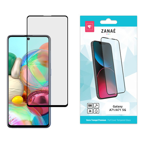 Verre trempe Full Cover pour Samsung Galaxy A71 / A71 5G, Noir