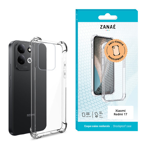 Coque Silicone transparent avec coins renforces pour Redmi 17, transparent