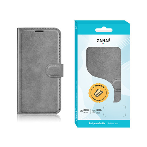 Portefeuille Zanae Columbia pour Galaxy A27, gris