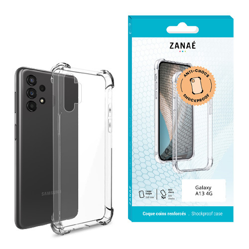 Coque Silicone transparent avec coins renforcés pour Galaxy A13 4G, Transparent